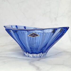 COPY - Bohemian Bowl 8 "Deep Blue Dessert Plate Czech Crystal Fruits Bowl Home …